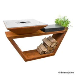 Braséro Plancha Artiss G4 Corten 90 Cm Acier Plaque Et Tablette Granit -Weber Soldes brasero artis g4 corten plancha acier carbone tablette granite 2
