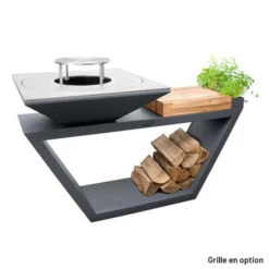 Braséro Plancha Artiss G4 Graphite 90 Cm Plaque Inox Et Tablette Bois -Weber Soldes brasero artis g4 graphite plancha acier inox tablette bois 5
