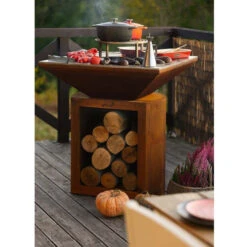 Braséro Plancha Artiss G2 Corten 90 Cm Plaque Inox -Weber Soldes brasero artiss g2 corten plancha acier inoxydable 3