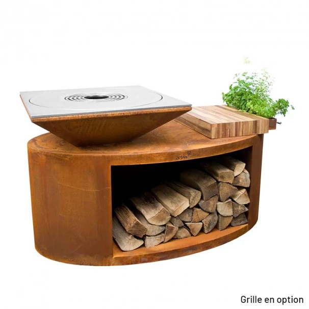 Braséro Plancha Artiss G3 Corten 90 Cm Acier Et Tablette Bois 2 Braséro Plancha Artiss G3 Corten 90 Cm Acier Et Tablette Bois – Image 2