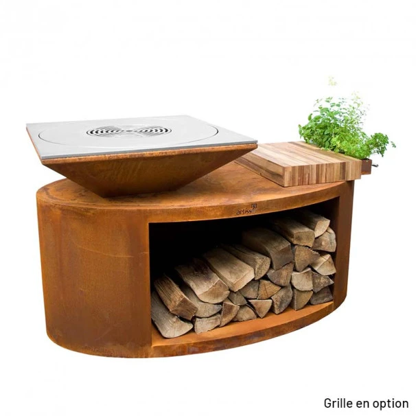 Braséro Plancha Artiss G3 Corten 90 Cm Acier Et Tablette Bois 4 Braséro Plancha Artiss G3 Corten 90 Cm Acier Et Tablette Bois – Image 4