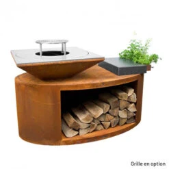 Braséro Plancha Artiss G3 Corten 90 Cm Acier Et Tablette Granit -Weber Soldes brasero artiss g3 corten plancha acier carbone et tablette granite 2