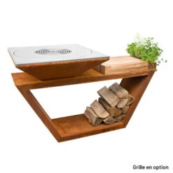 Braséro Plancha Artiss G4 Corten 90 Cm Plaque Acier Et Tablette Bois -Weber Soldes brasero artiss g4 corten plancha acier carbone et tablette bois 4