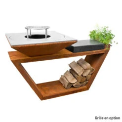 Braséro Plancha Artiss G4 Corten 90 Cm Plaque Inox Et Tablette Granit -Weber Soldes brasero artiss g4 corten plancha acier inoxydable et tablette granite 6