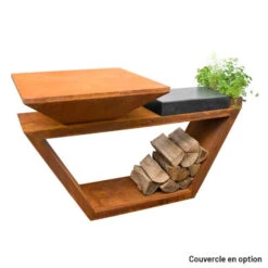 Braséro Plancha Artiss G4 Corten 90 Cm Plaque Inox Et Tablette Granit -Weber Soldes brasero artiss g4 corten plancha acier inoxydable et tablette granite 8