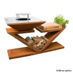 Braséro Plancha Artiss G5 Corten 90 Cm Acier Et Tablette Bois -Weber Soldes brasero artiss g5 corten plancha acier carbone et tablette bois 2