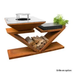 Braséro Plancha Artiss G5 Corten 90 Cm Plaque Acier Et Tablette Granit -Weber Soldes brasero artiss g5 corten plancha acier carbone et tablette granite 3