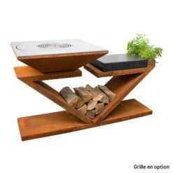 Braséro Plancha Artiss G5 Corten 90 Cm Plaque Acier Et Tablette Granit -Weber Soldes brasero artiss g5 corten plancha acier carbone et tablette granite 4