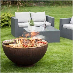 Braséro De Jardin Barbecue Plancha Boule Acier Corten Ø100 X H50 Cm 6 Braséro De Jardin Barbecue Plancha Boule Acier Corten Ø100 X H50 Cm -Weber Soldes brasero boule corten diam 100 grilleplancha 2