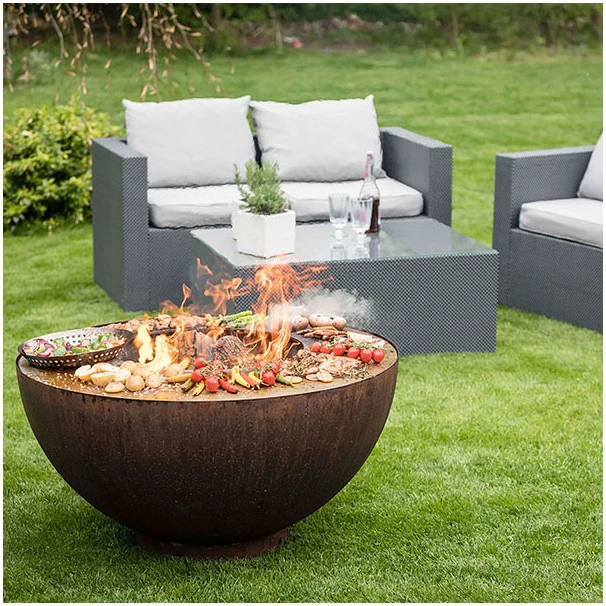 Braséro De Jardin Barbecue Plancha Boule Acier Corten Ø100 X H50 Cm 3 Braséro De Jardin Barbecue Plancha Boule Acier Corten Ø100 X H50 Cm – Image 3