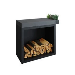 Rangement Bois OFYR Black Et Plan De Travail Céramique 45 X 90 X 88 Cm