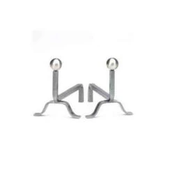 Chenets Cheminée Boule Nickelée 37 X 28 Cm