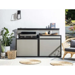 Desserte Universelle 3-4 Feux Forge Adour Acier Noir Et Gris -Weber Soldes desserte forge adour acier noir et gris 2