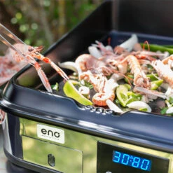 Ensemble Plancha électrique Eno Enosign 65 Inox Et Noir Sur Chariot + Capot -Weber Soldes ensemble plancha electrique enosign 65 inox et noir sur chariot capot 3