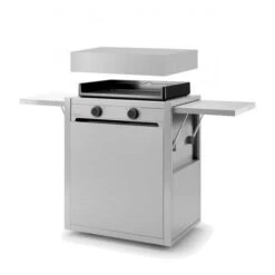 Ensemble Plancha électrique Fonte Forge Adour Modern E60 Inox Sur Chariot + Capot