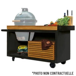 Table OFYR Pro Pour Big Green Egg Black Bois Teck -Weber Soldes kamado ofyr table black pro bois de teck bge 2