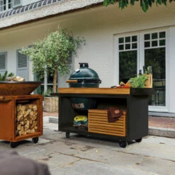 Table OFYR Pro Pour Big Green Egg Black Bois Teck -Weber Soldes kamado ofyr table black pro bois de teck bge 4