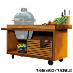 Table OFYR Pro Pour Big Green Egg Corten Bois Teck -Weber Soldes kamado ofyr table pro bois de teck bge 2