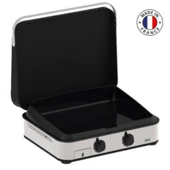 Plancha Gaz Eno 65 Enosign Inox Et Noir 2 Brûleurs 56 X 40 Avec Couvercle -Weber Soldes plancha gaz enosign 65 inox et noir 2