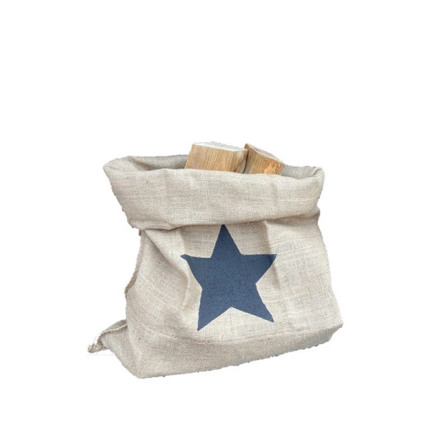 Sac à Bûches En Jute Motif étoile Anthracite 1 Sac à Bûches En Jute Motif étoile Anthracite