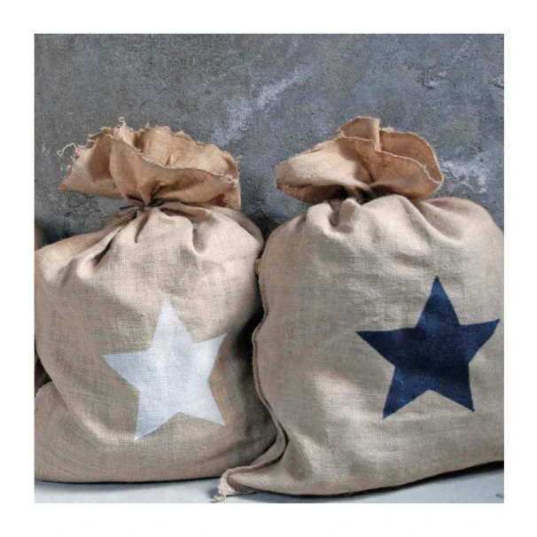Sac à Bûches En Jute Motif étoile Blanche 2 Sac à Bûches En Jute Motif étoile Blanche – Image 2