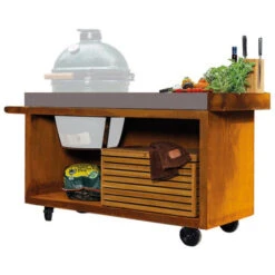 Table OFYR Pro 135 Corten / Béton Pour Big Green Egg -Weber Soldes table corten pro 135 ofyr concrete bge 2
