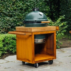 Table OFYR Pro 65 Corten / Bois De Teck Pour Big Green Egg -Weber Soldes table corten pro 65 ofyr bois de teck bge pour kamado 2